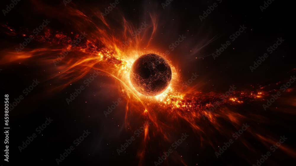Poster singularity black hole in space cosmic fictional graphics, an object in deep space