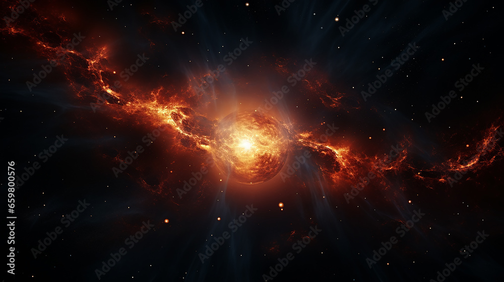 Poster singularity black hole in space cosmic fictional graphics, an object in deep space