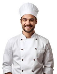 cooking, culinary and people concept - happy smiling male chef isolated 