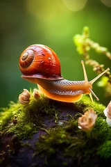 Deurstickers Enchanted Forest Encounter snails © Cyprien Fonseca