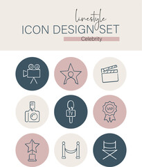 Linestyle Icon Design Set Celebrity