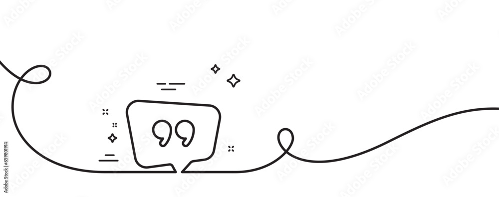 Aufkleber quote bubble line icon. continuous one line with curl. chat comment sign. speech bubble symbol. quot