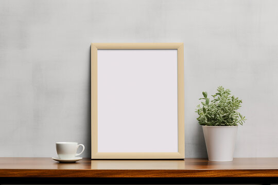 Blank picture frame mockup on a wall. Artwork template in interior design
