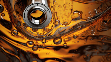 abstract background golden machine grease, lubrication amber transparent background texture liquid, engine oil