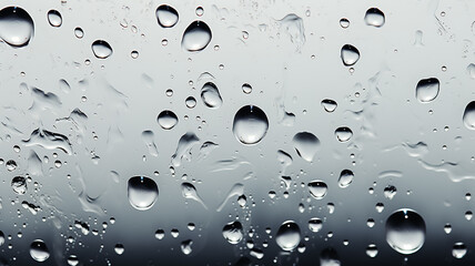 raindrops on glass, abstract gray background, autumn weather, condensation drops on transparent surface for overlay layer