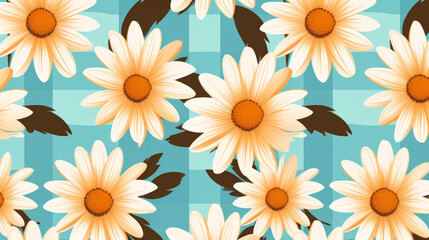 Abstrac flower art seamless pattern illustration. Modern hand drawn floral painting