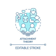 2D editable thin line icon attachment theory concept, monochromatic isolated vector, blue illustration representing codependent relationship.