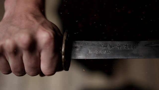 A Traditional Sword With Japanese Inscriptions