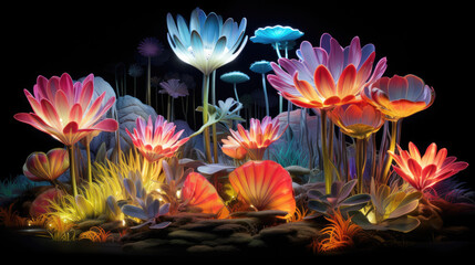 Digital Flora in Neon Hues