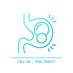 Fototapeta premium 2D pixel perfect gradient pills in stomach icon, isolated blue vector, thin line illustration representing metabolic health.