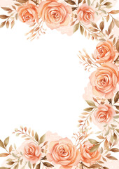 Orange modern background invitation template with floral and flower