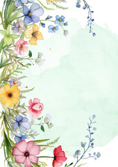 Colorful colourful invitation background bouquet watercolor painting with flora and flower