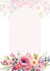 Pink modern background invitation template with floral and flower