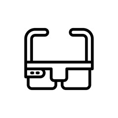 Smart glasses artificial intelligence icon with black outline style. digital, smart, innovation, modern, tech, technology, screen. Vector Illustration