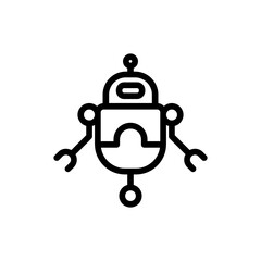 AI robot artificial intelligence icon with black outline style. technology, ai, robot, artificial intelligence, machine, business, digital. Vector Illustration