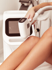 legs and laser epilation in the process