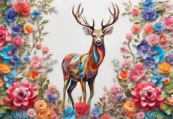 Majestic Deer Pattern Design, 
Elegant Deer Silhouettes in a Pattern