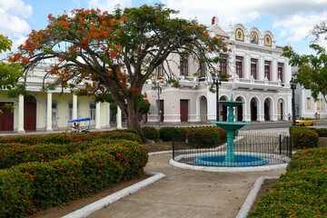 Colonial buildings at José Martí Park on Cinfuegos in Cuba