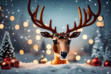 Obraz na płótnie Canvas reindeer with christmas tree