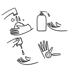 hand drawn doodle Simple Set of Washing Hands Related