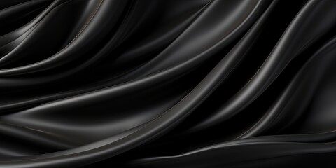 Abstract. Black silk satin texture background. Curtain, drapery. Beautiful soft folds on the fabric.