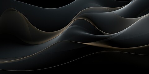 Obraz premium Abstract gray anthracite net grid waving waves texture on black background banner illustration concept for web design backdrop
