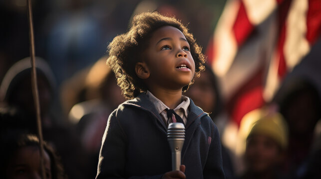 Calling For Civil Rights For Black Child In America Black History Month Concept