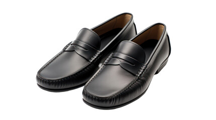 Men's black moccasins on a transparent background