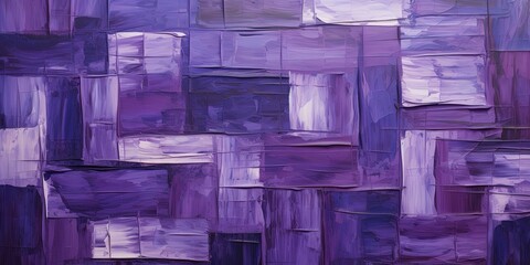 Closeup of abstract rough dark purple art painting texture, with oil acrylic brushstroke, pallet knife paint on canvas, geometric spatula technique with rectangles