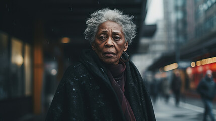 Obraz premium Black senior woman on the street of City