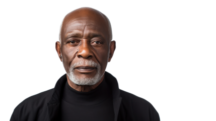 A black senior man in America, PNG File
