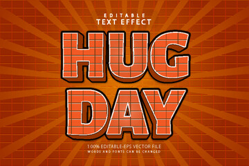 Hug day editable text effect 3 dimension emboss cartoon style