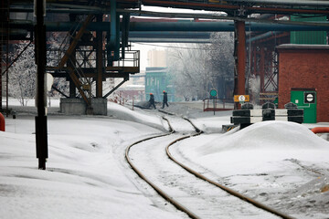 old factory in winter