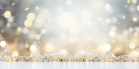 Abstract golden light  with bokeh background, christmas theme.