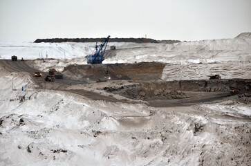 snowy landscape at the site of a coal mining mine