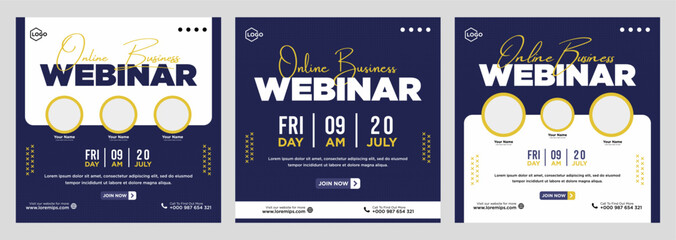 Digital marketing live webinar and corporate social media post or template banner - obrazy, fototapety, plakaty