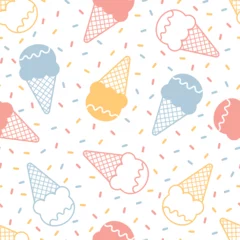 Foto auf Leinwand Ice Cream Cone Seamless Pattern Vector background for print, decorative, textile © TEe Du