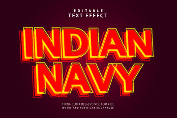 Indian navy editable text effect 3 dimension emboss neon style