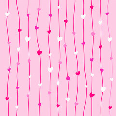 Backdrop love heart line on pink background. Seamless illustration design for love decoration. 