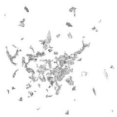 Silver Foil flakes isolated on transparent background