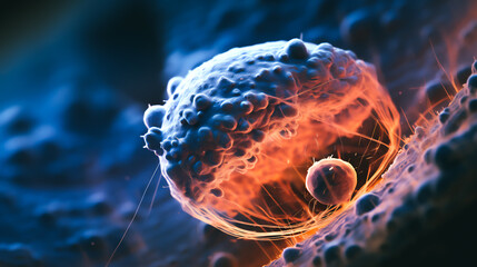 a saliva sample being analyzed under a microscope, revealing distinct cellular structures hinting at an ectopic pregnancy