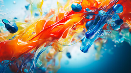 An abstract image showcasing a swirling, vibrant liquid with scattered DNA strands, symbolizing the potential of liquid biopsies in detecting early responses to immunotherapy - obrazy, fototapety, plakaty