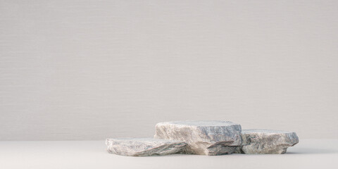 product presentation. Minimal background for cosmetic presentation. Luxury three stone product...