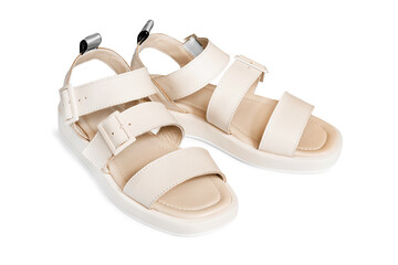 Beige sandals isolated