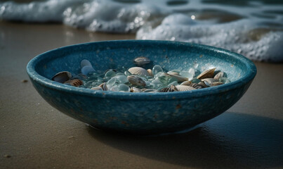 Sea, a plate of clams.