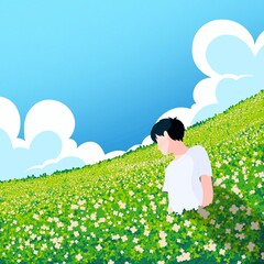 Mountain of flowers in summer