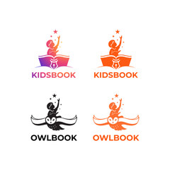 kids, owl and book logo