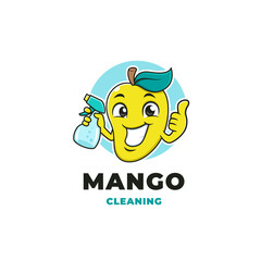 mascot cleaning mango logo