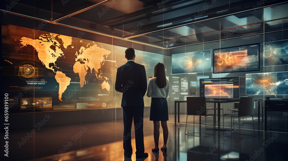 Poster high technology environment with surveillance intelligence machine learning operations and engineers