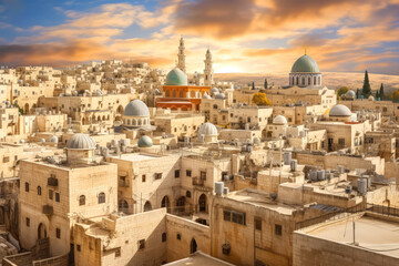 Israel old cityscape on background - Powered by Adobe